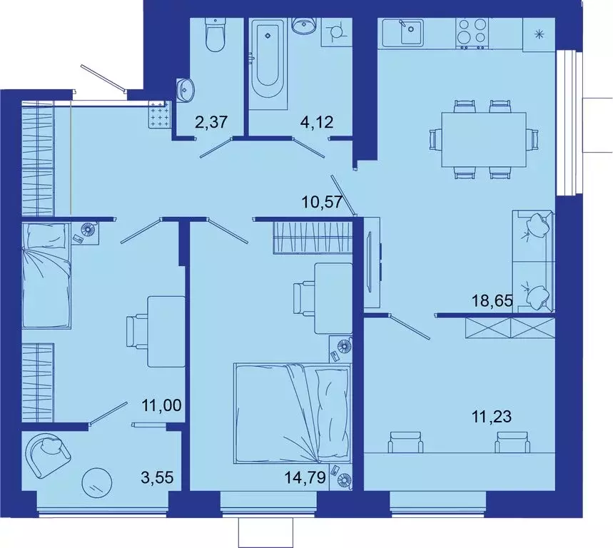 3-комнатная квартира: Брянск, Советская улица, 124 (76.4 м) - Фото 1