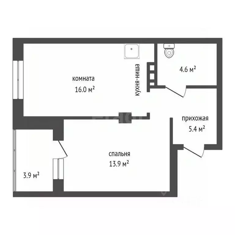 2-к кв. Красноярский край, Красноярск Лесопарковая ул., 43 (42.7 м) - Фото 2