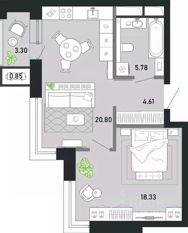 1-к кв. Тульская область, Тула Премьер Парк жилой комплекс (53.67 м) - Фото 0