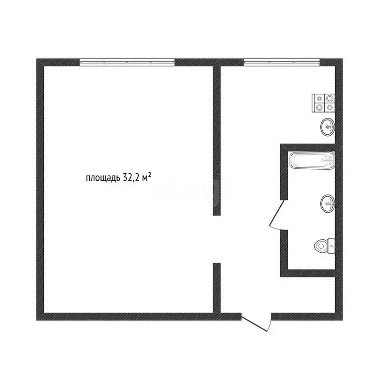 1-комнатная квартира: село Первомайское, Пролетарская улица, 21 (32.2 ... - Фото 1