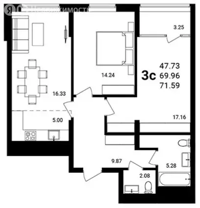2-комнатная квартира: Уфа, улица Сагита Агиша, 19 (71.59 м) - Фото 1