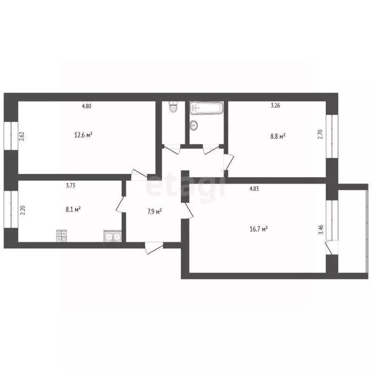 3-к кв. Воронежская область, Борисоглебск Северный мкр, 27А (58.0 м) - Фото 1