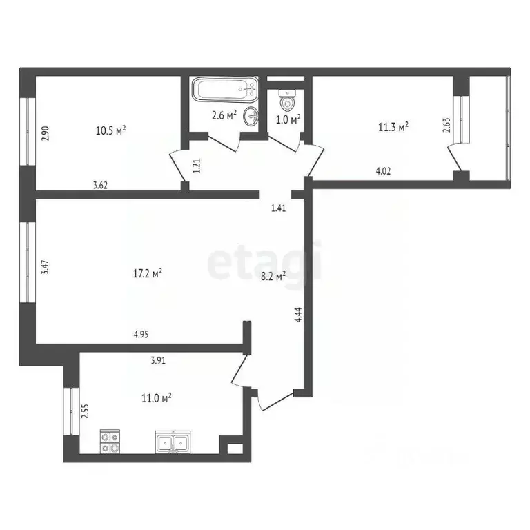 3-к кв. Ростовская область, Ростов-на-Дону просп. Королева, 12 (63.3 ... - Фото 1