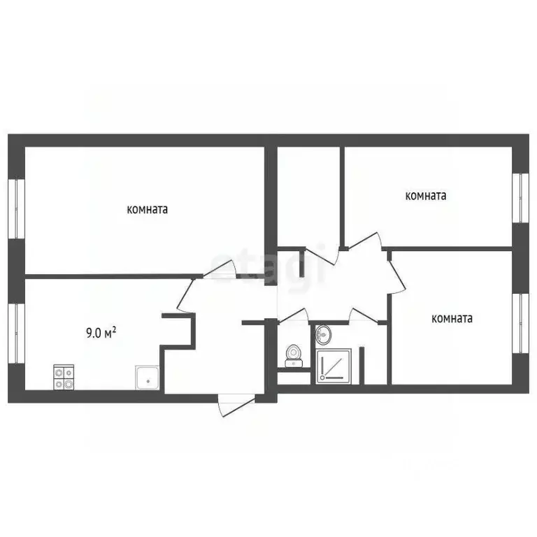 3-к кв. Ямало-Ненецкий АО, Новый Уренгой Железнодорожная ул., 48 (69.5 ... - Фото 1