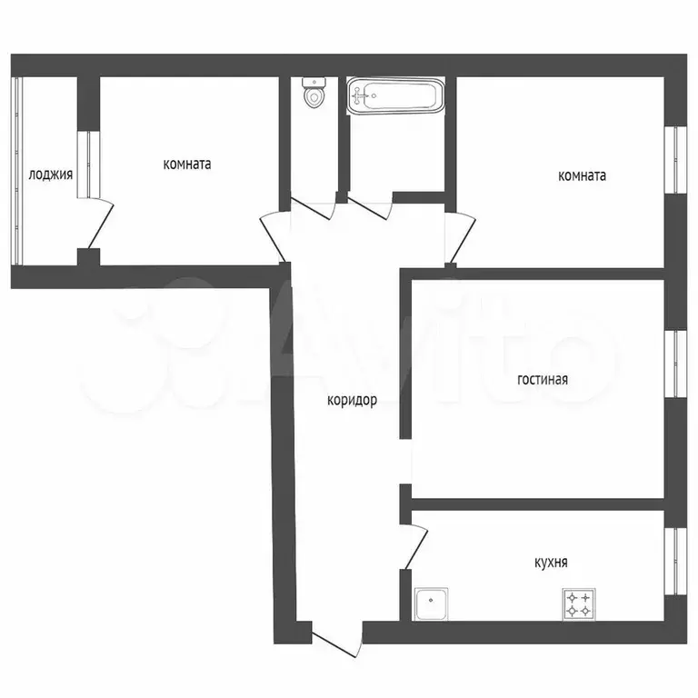 3-к. квартира, 66,7 м, 9/9 эт. - Фото 0