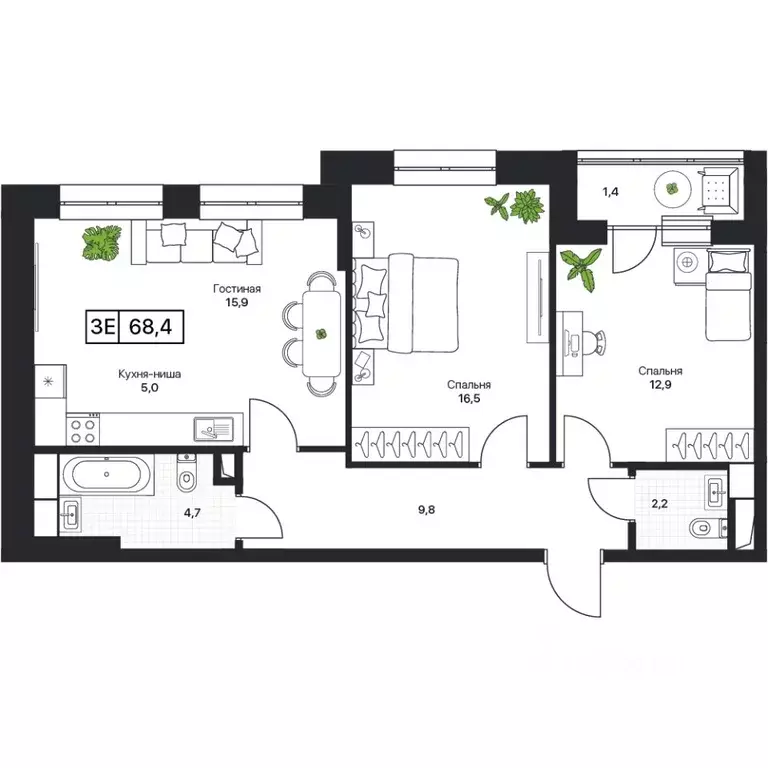 2-к кв. Московская область, Пушкино Пушкино Град жилой комплекс, к2 ... - Фото 1