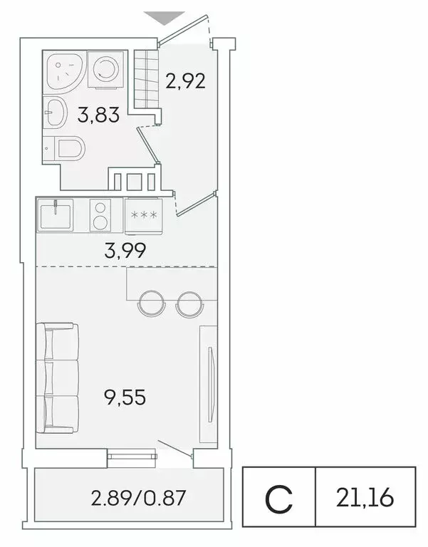 Квартира-студия: Мурино, Графская улица, 6к1 (20.4 м) - Фото 1