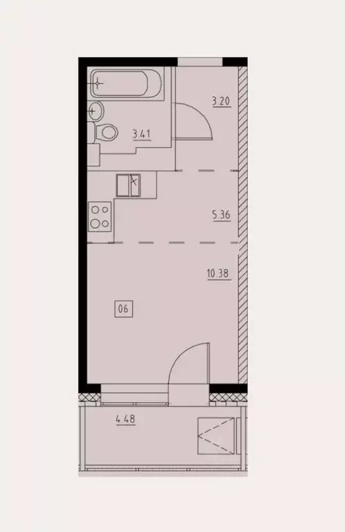 Студия Иркутская область, Иркутск ул. Красный Путь, 63 (26.8 м) - Фото 2