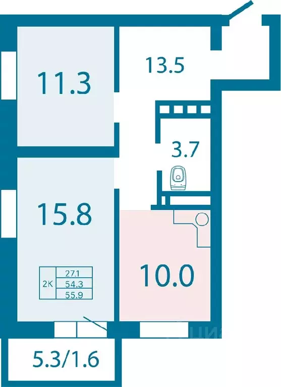 2-к кв. Красноярский край, Красноярск Ключевская ул., 63 (55.9 м) - Фото 0