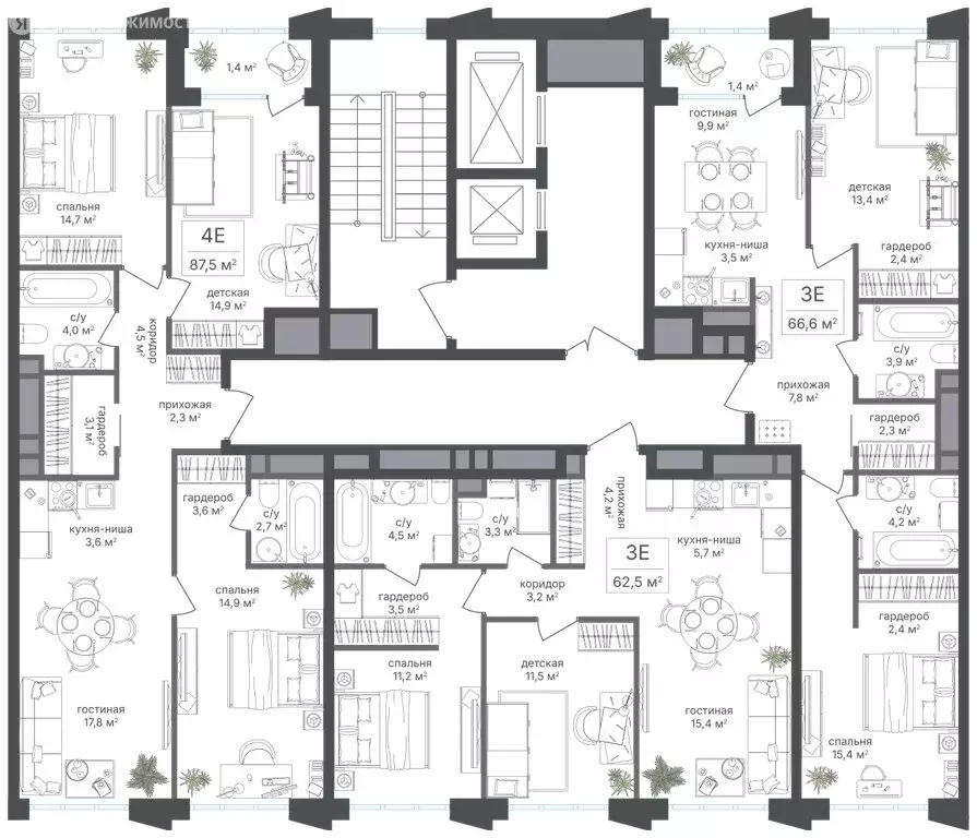 3-комнатная квартира: Москва, САО, Головинский район, жилой комплекс ... - Фото 2