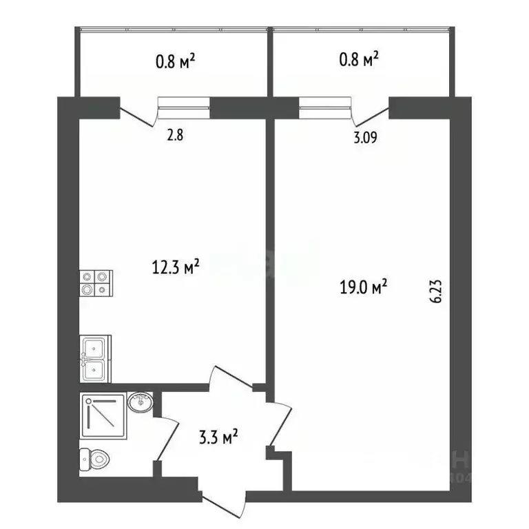 1-к кв. Крым, Феодосия ул. Гарнаева, 81 (37.4 м) - Фото 2