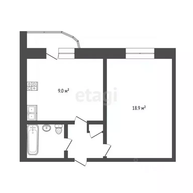 1-к кв. Кемеровская область, Юрга просп. Победы, 53 (28.1 м) - Фото 1
