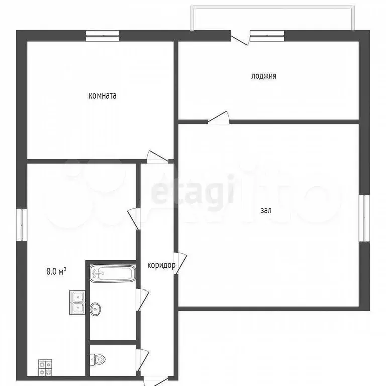 2-к. квартира, 59 м, 2/3 эт. - Фото 0