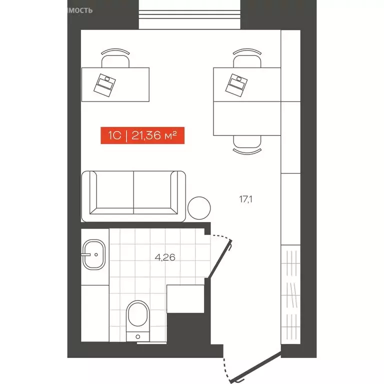 Офис (21.36 м) - Фото 2