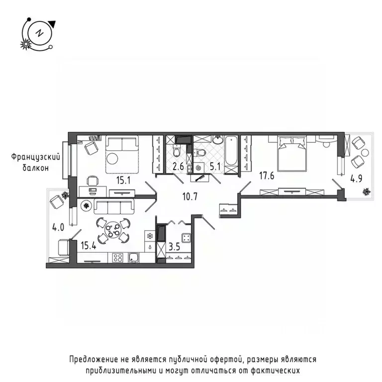 2-к кв. Санкт-Петербург Черниговская ул., 17 (74.9 м) - Фото 0