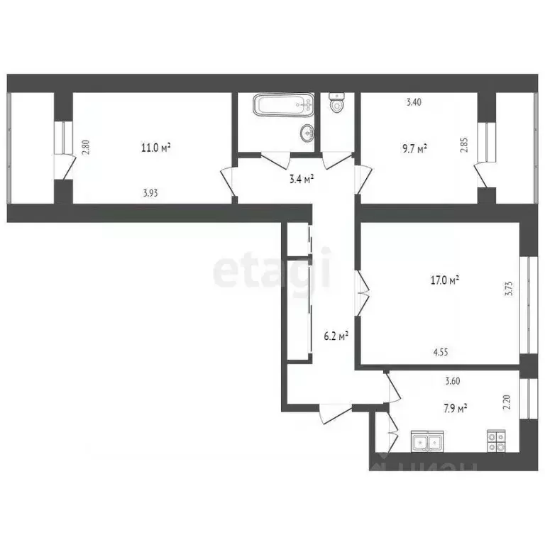 3-к кв. Вологодская область, Вологда Ленинградская ул., 87 (61.1 м) - Фото 0