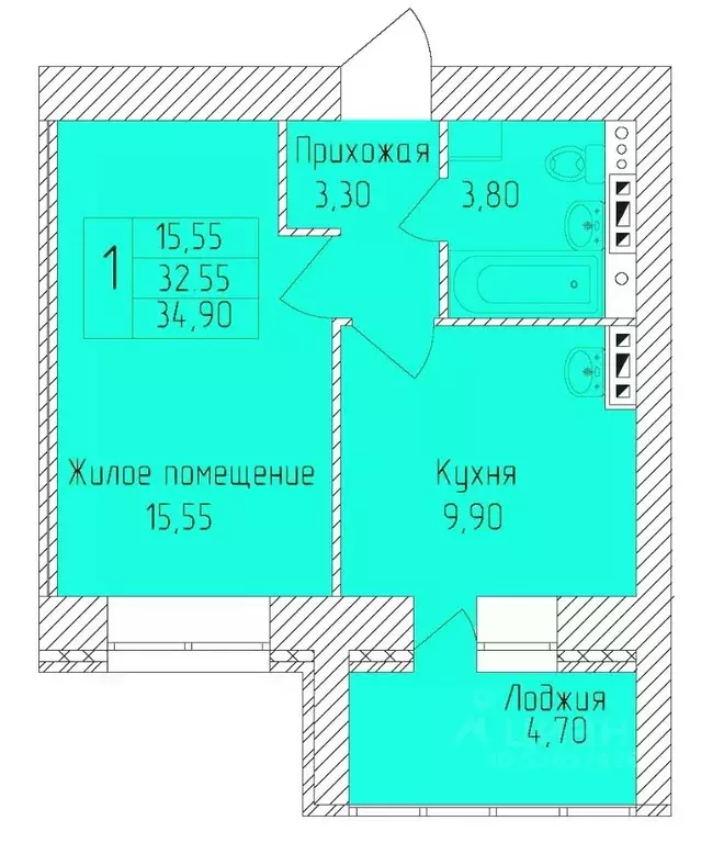 1-к кв. Белгородская область, Старый Оскол Степной мкр,  (34.9 м) - Фото 0