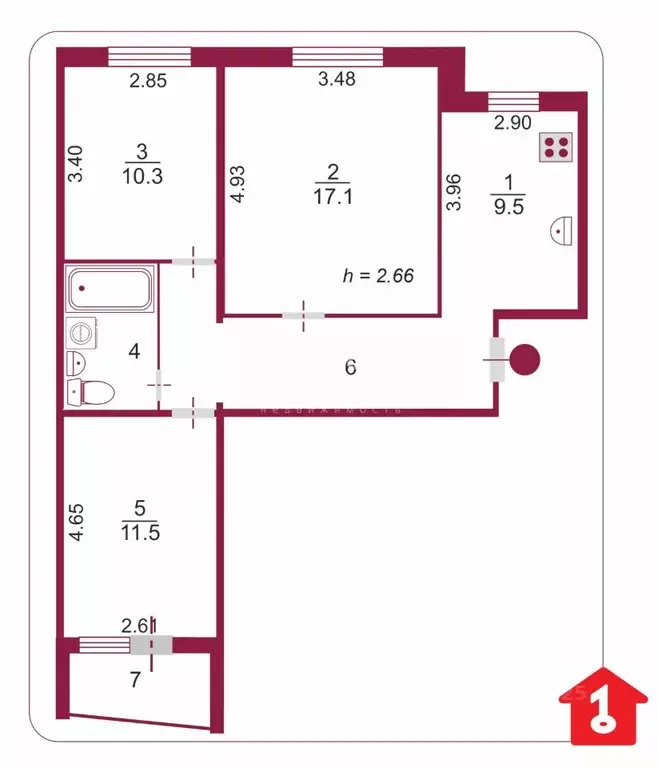 3-к кв. Омская область, Омск Заозерная ул., 22/2 (63.4 м) - Фото 2