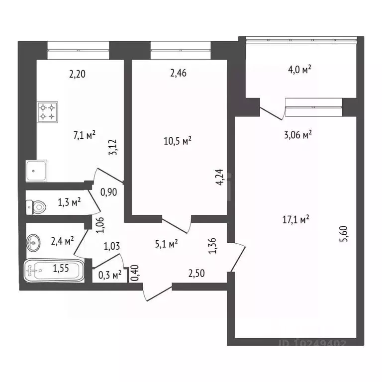 2-к кв. Башкортостан, Уфа Интернациональная ул., 15/1 (43.2 м) - Фото 1