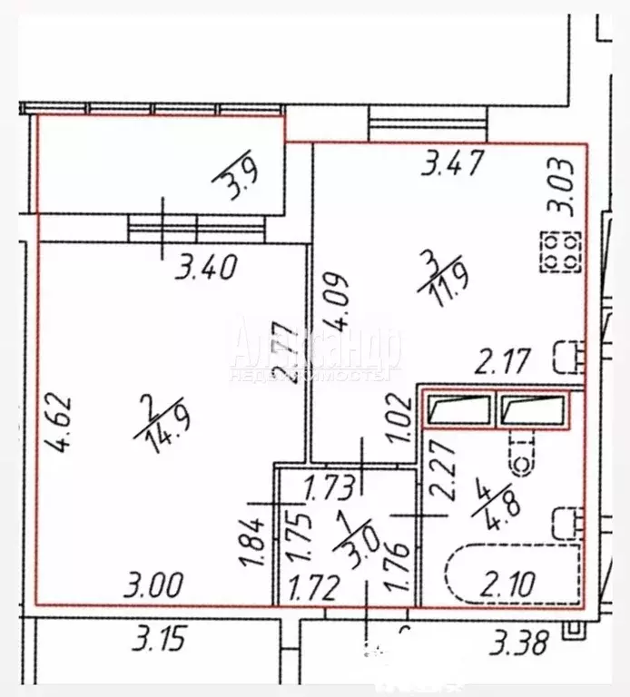 1-к кв. Санкт-Петербург Бокситогорская ул., 33 (34.6 м) - Фото 2