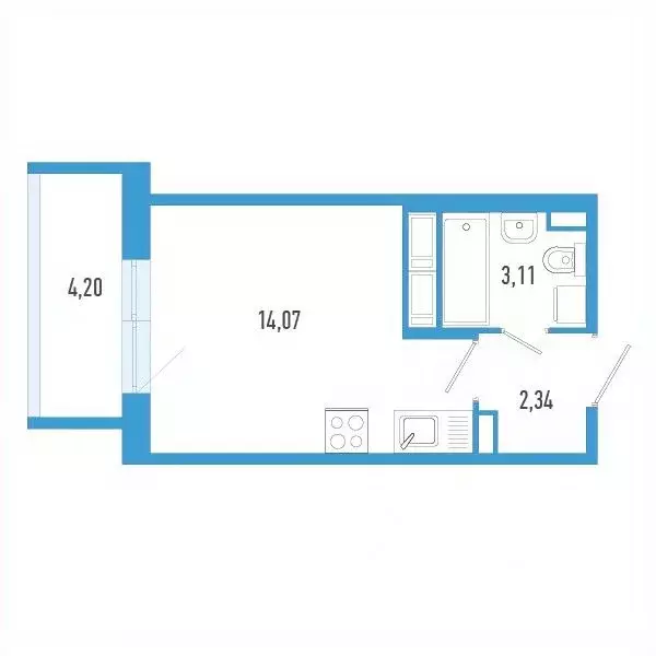 Студия Санкт-Петербург пос. Шушары,  (20.78 м) - Фото 0