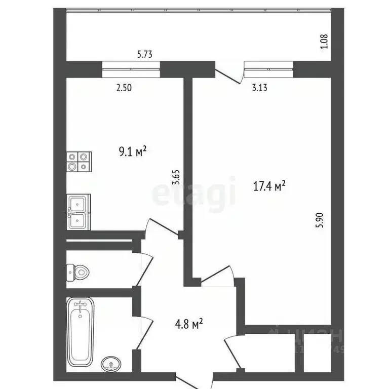 1-к кв. Московская область, Протвино Серпухов городской округ, ул. ... - Фото 2
