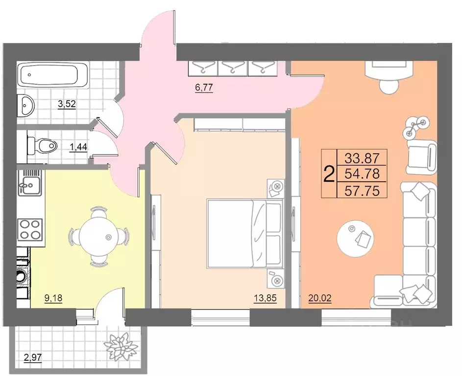 2-к кв. Смоленская область, Смоленск ул. 100-летия Комсомола, 1к2 ... - Фото 1