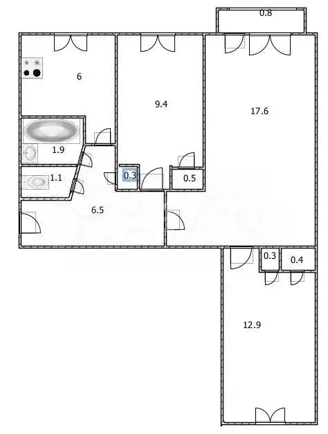 3-к. квартира, 56,9 м, 5/5 эт. - Фото 1