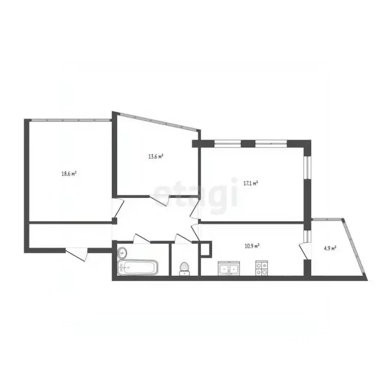 3-к кв. Санкт-Петербург просп. Героев, 18 (78.6 м) - Фото 2