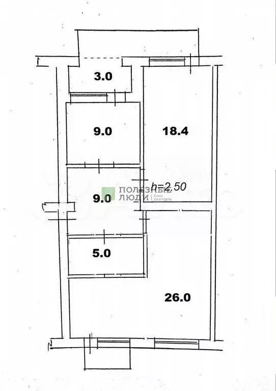 2-к. квартира, 70,4 м, 3/5 эт. - Фото 0