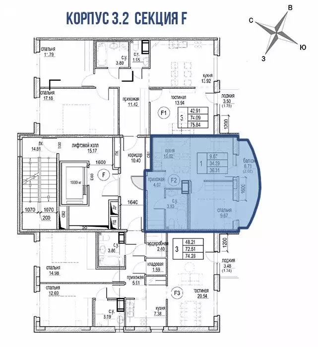 1-комнатная квартира: Кудрово, проспект Строителей, 5 (36.31 м) - Фото 1