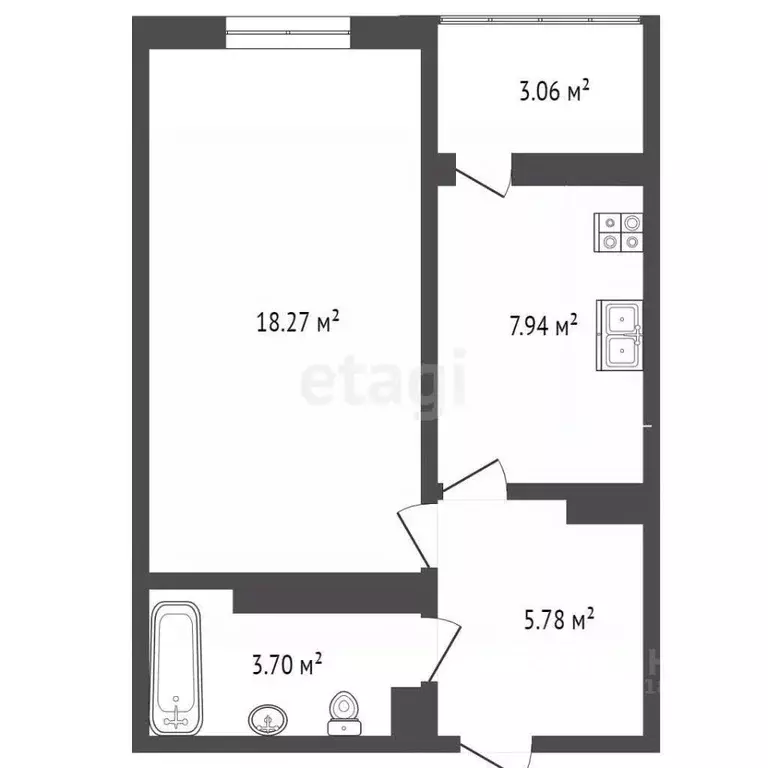 1-к кв. Ростовская область, Аксай ул. Менделеева, 53А (35.0 м) - Фото 1