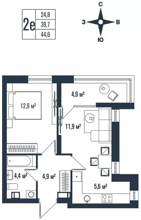 2-к кв. Приморский край, Владивосток ул. Тухачевского, 33к2 (44.6 м) - Фото 1