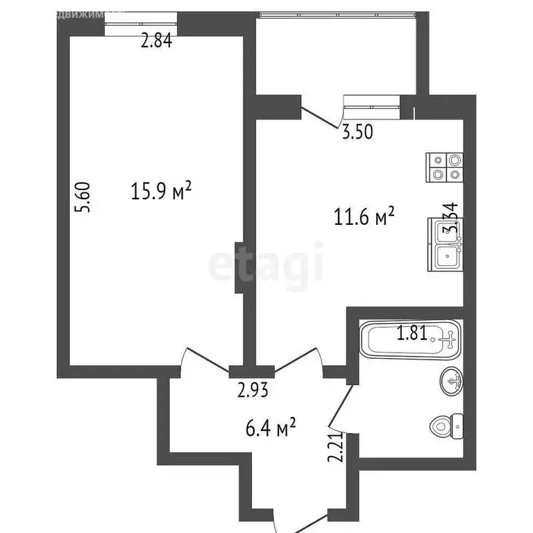 1-комнатная квартира: Москва, Краснобогатырская улица, 38 (40.5 м) - Фото 0