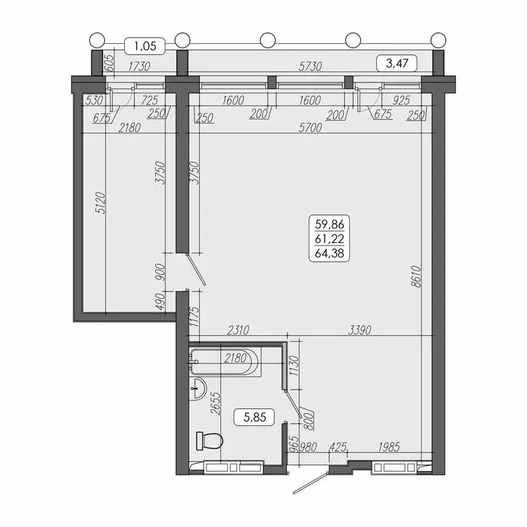 2-комнатная квартира: Владивосток, улица Мыс Кунгасный, 3Б (61.22 м) - Фото 1