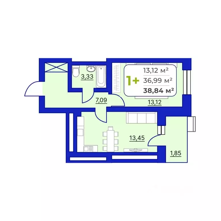 1-к кв. Башкортостан, Уфа Йондоз мкр,  (38.84 м) - Фото 1