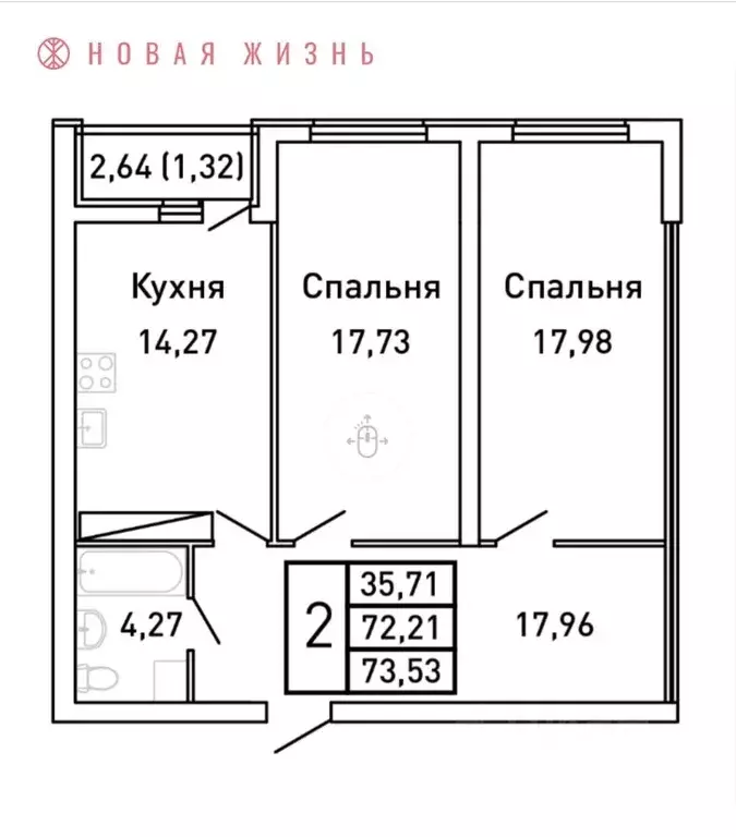 2-к кв. Самарская область, Самара Король Лев жилой комплекс (73.5 м) - Фото 0