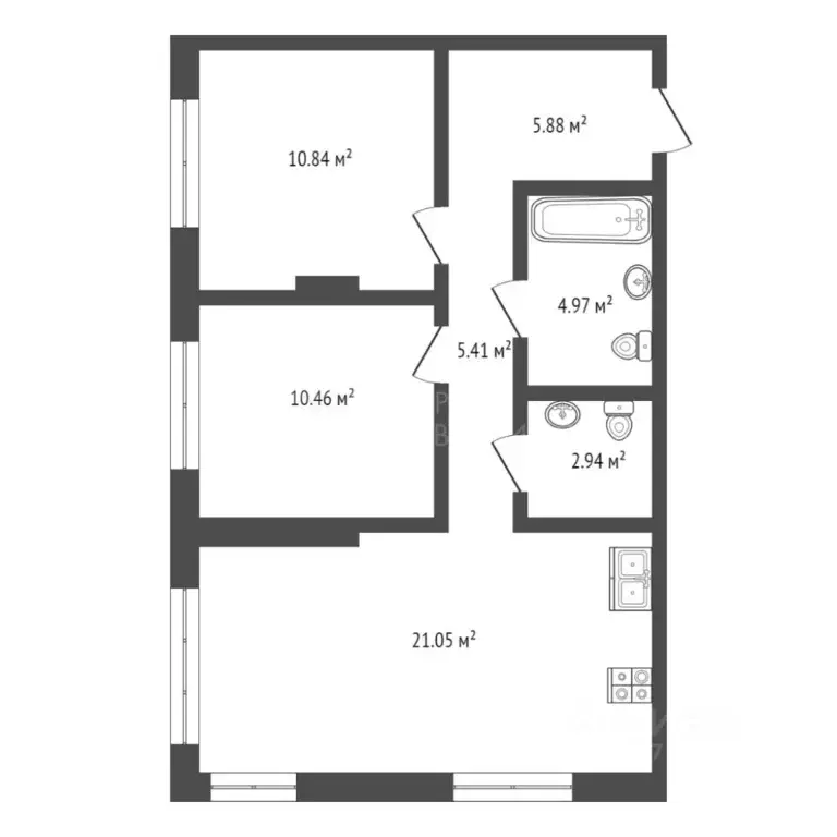 2-к кв. Тюменская область, Тюмень ул. Василия Подшибякина, 9 (60.0 м) - Фото 1