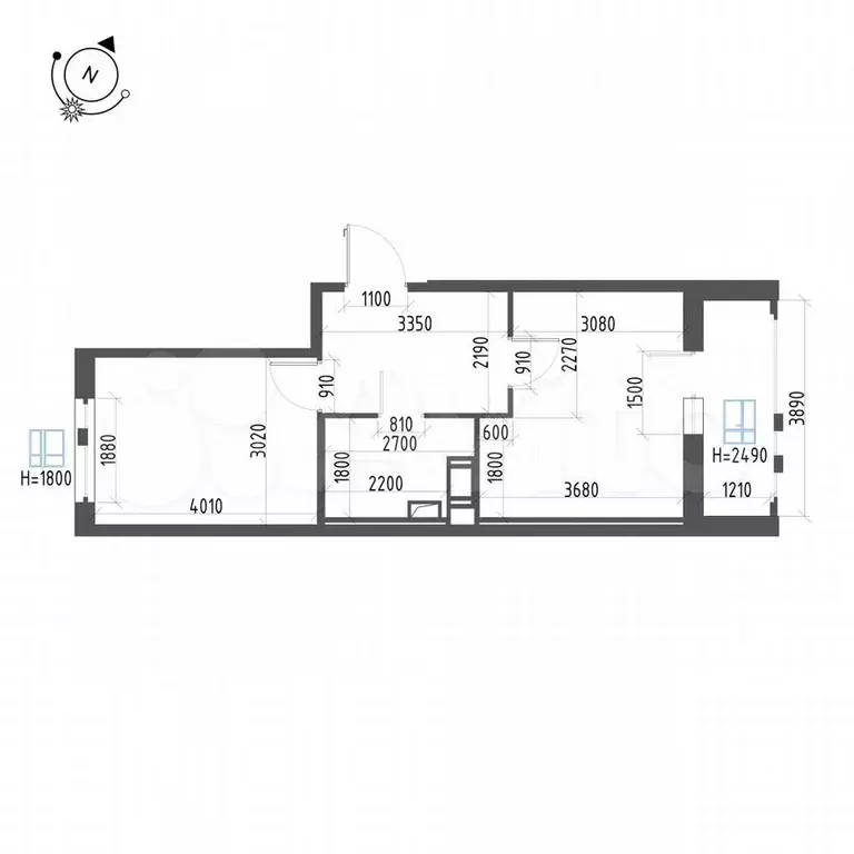 1-к. квартира, 39,7 м, 4/12 эт. - Фото 1