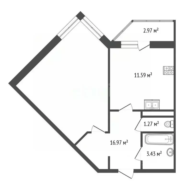 1-к кв. Санкт-Петербург ул. Оптиков, 45к1 (44.8 м) - Фото 2