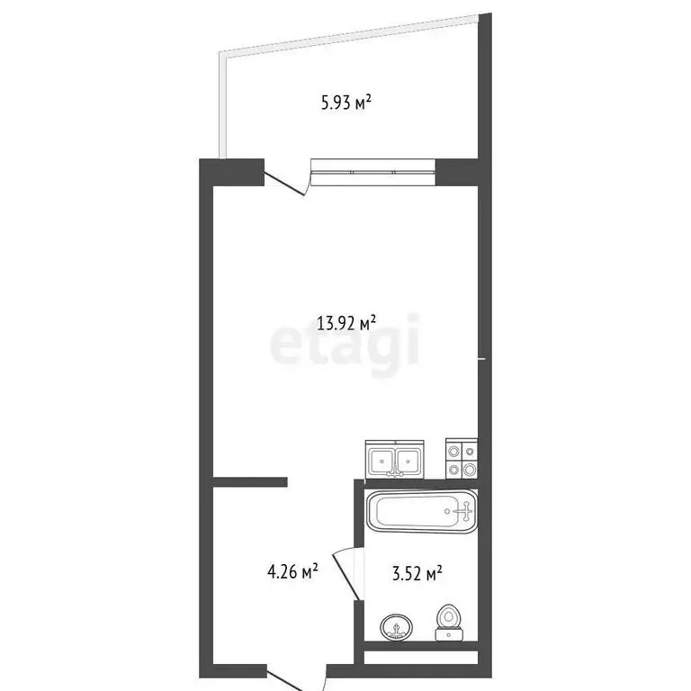 Квартира-студия: Прибрежное, Симферопольское шоссе, 177 (28.7 м) - Фото 1