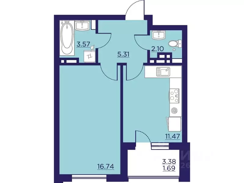 1-к кв. Воронежская область, Воронеж Учхоз кв-л, Городские сады жилой ... - Фото 1
