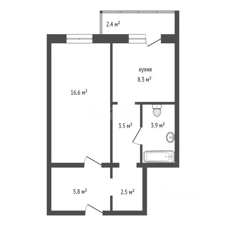 1-к кв. Красноярский край, Красноярск Аральская ул., 39 (41.9 м) - Фото 2