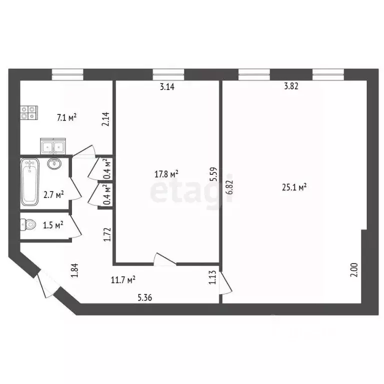 2-к кв. Санкт-Петербург Коломенская ул., 5Е (66.7 м) - Фото 1