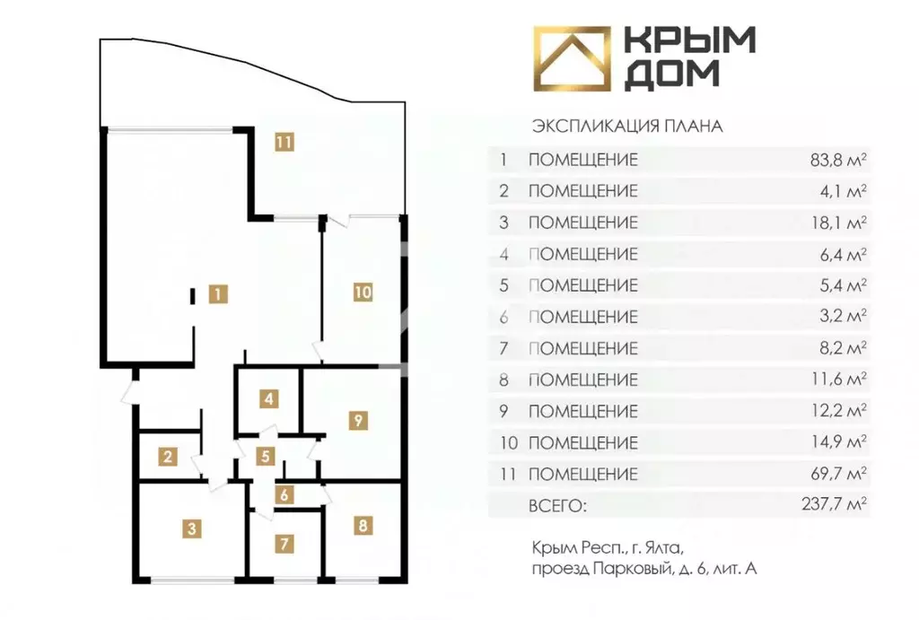 5-к кв. Крым, Ялта проезд Парковый, 6А (237.7 м) - Фото 2