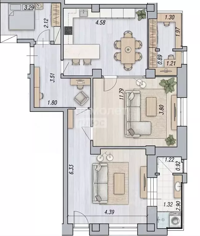3-к кв. Омская область, Омск просп. Королева, 7 (69.5 м) - Фото 2