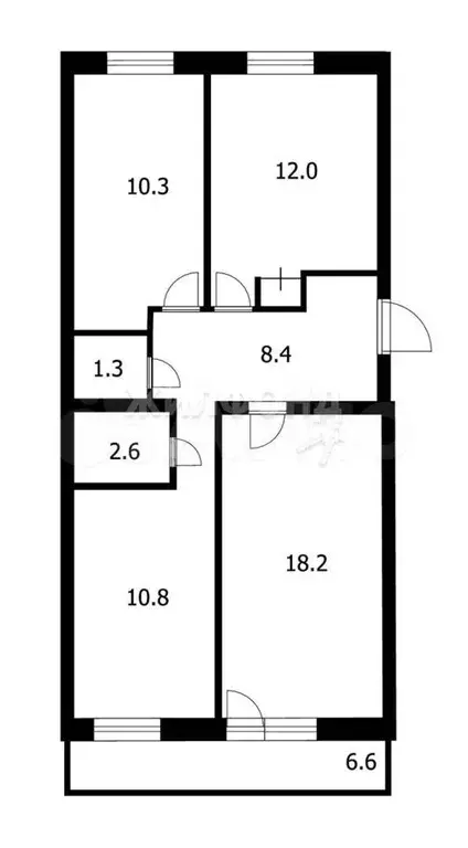 3-к. квартира, 65,5 м, 1/3 эт. - Фото 0