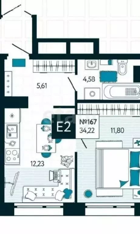 1-комнатная квартира: Тула, улица Чмутова, 158А (34.22 м) - Фото 1