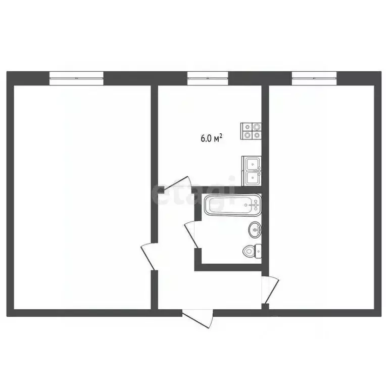 2-к кв. Татарстан, Лениногорск просп. Шашина, 25 (43.7 м) - Фото 1