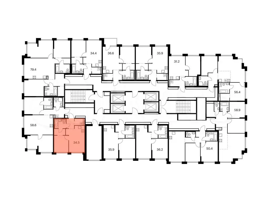 1-к. квартира, 34,5 м, 26/32 эт. - Фото 1